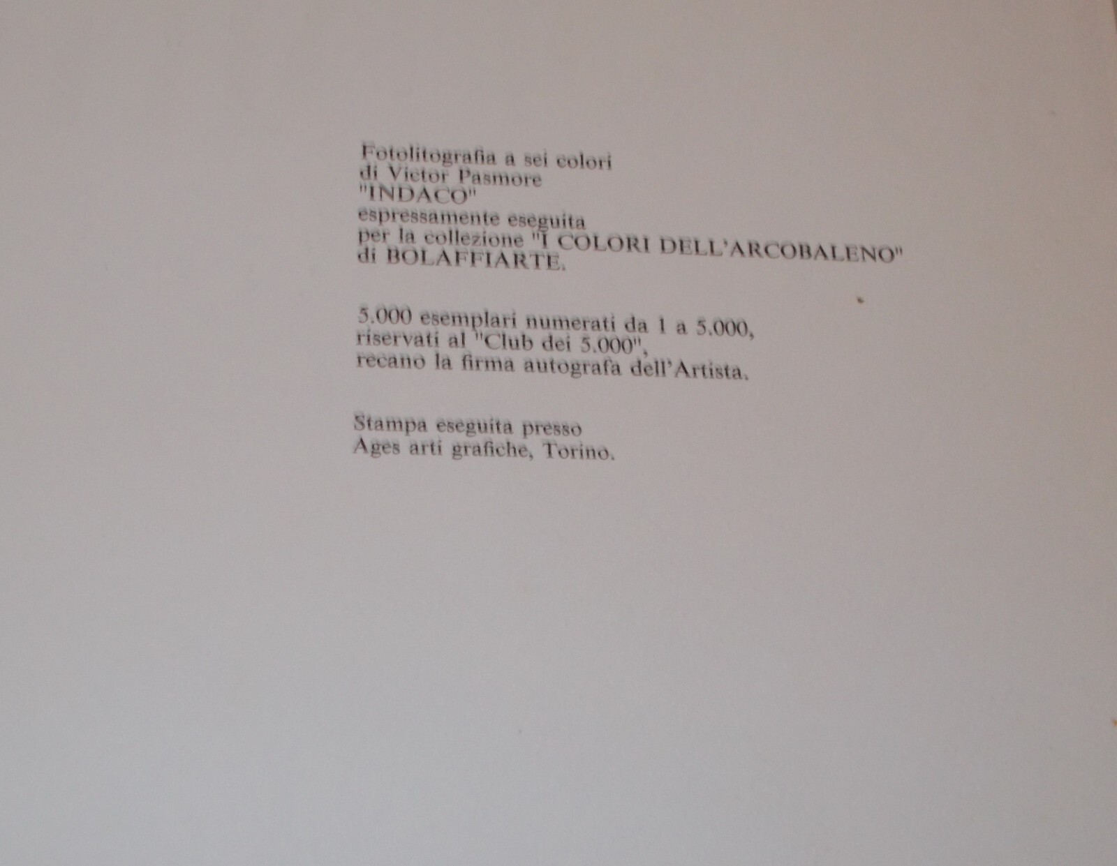 Victor Pasmore, I Colori Dell'Arcobaleno: Indaco. Grafica d'Epoca