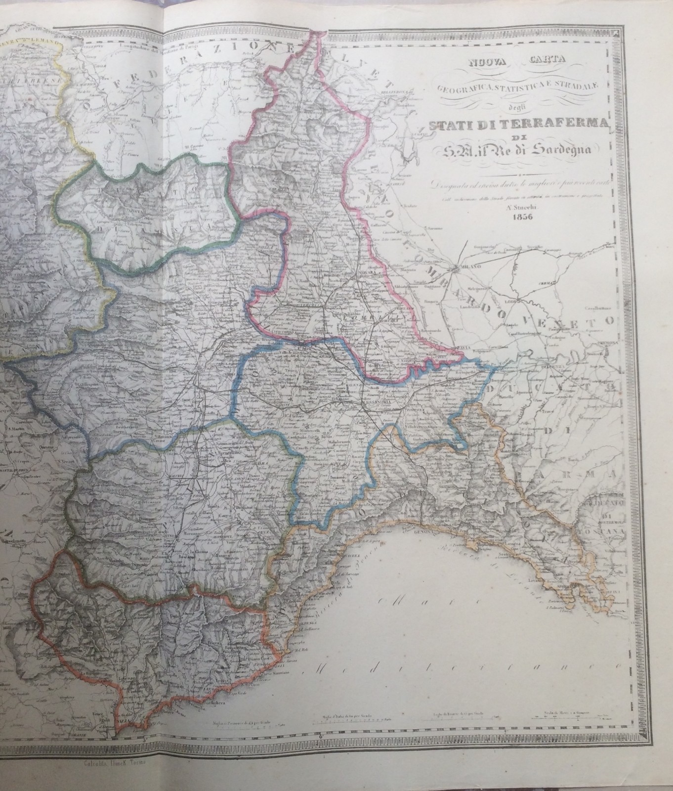 Stati Sardi: Piemonte, Liguria, Torino, Genova, Aosta, Nizza. Ferrovie, Cartografia, 1856