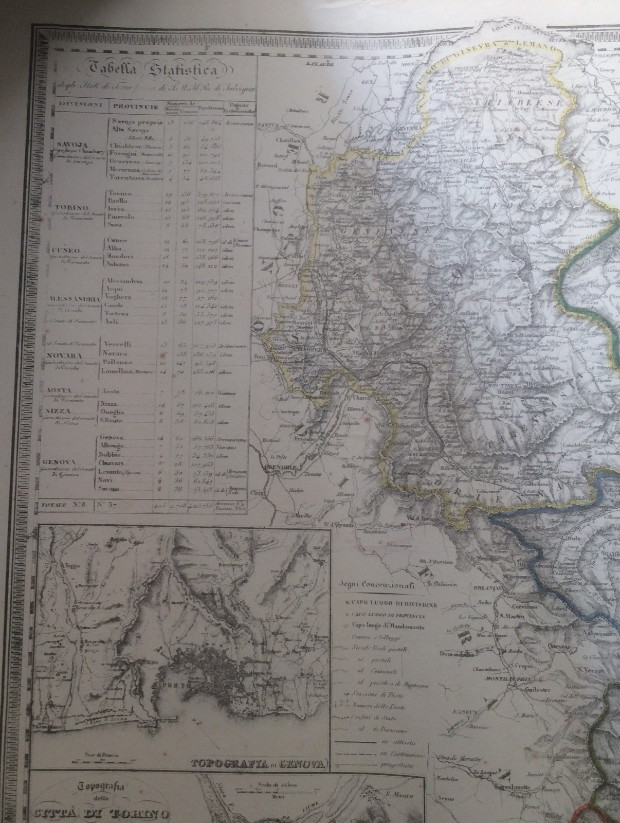 Stati Sardi: Piemonte, Liguria, Torino, Genova, Aosta, Nizza. Ferrovie, Cartografia, 1856