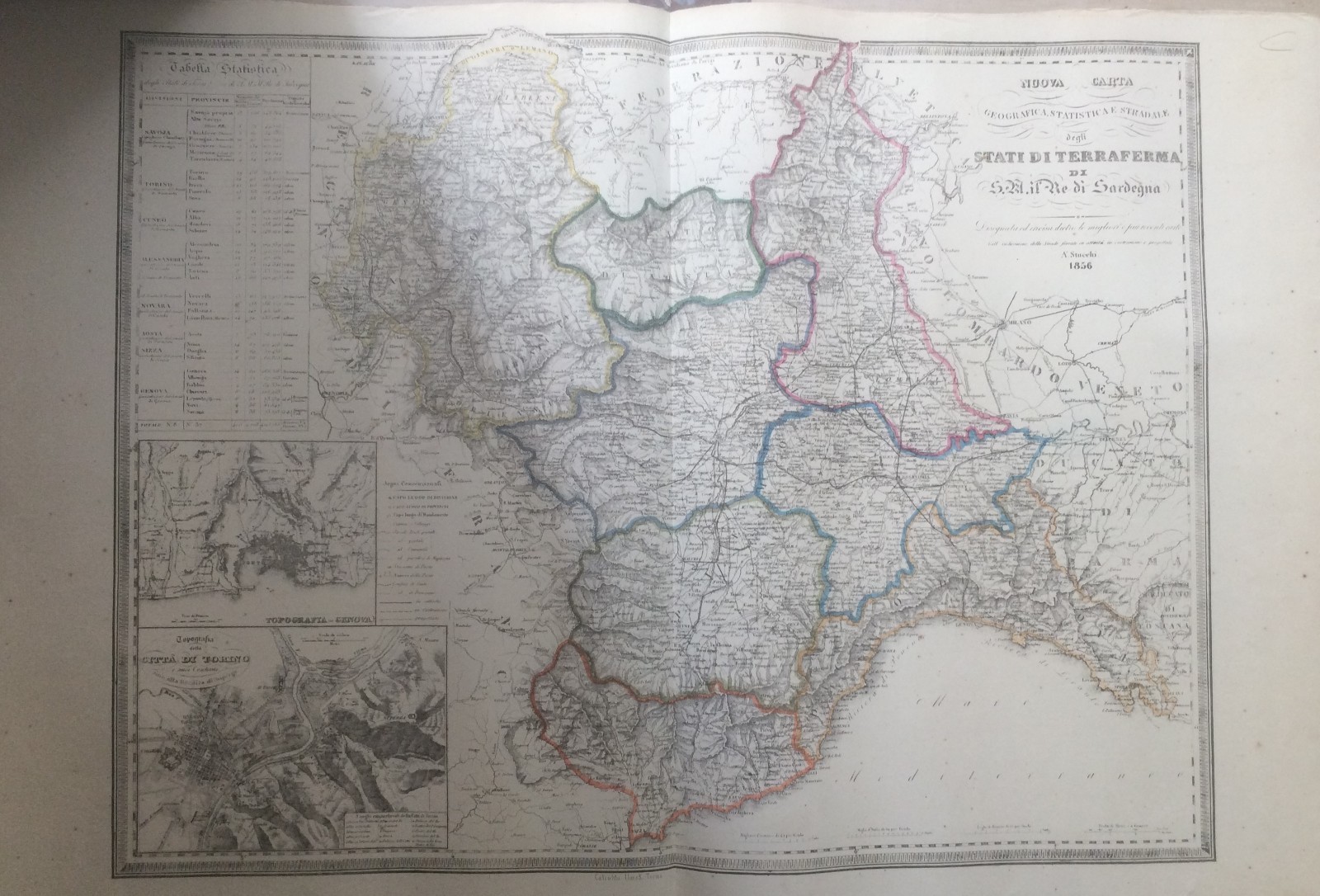 Stati Sardi: Piemonte, Liguria, Torino, Genova, Aosta, Nizza. Ferrovie, Cartografia, 1856