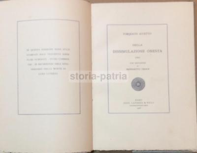 Puglia: Arte Antica Edizione Laterza, Croce, Accetto, Con Incisione d'Epoca, Rarità