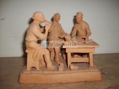 Scultura In Terracotta Raffigurante Calzolai, Manifattura Di Caltagirone