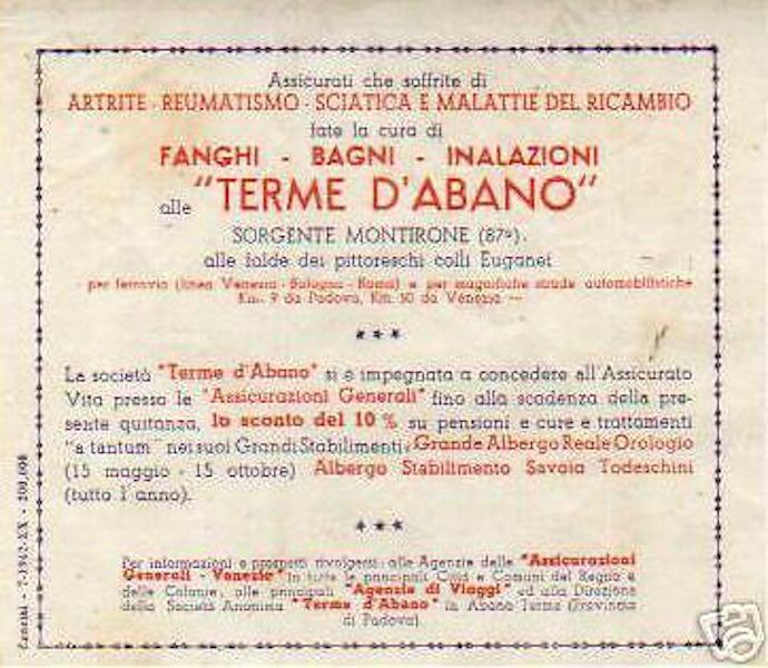 Abano Terme: Sanitaria, Assicurazioni Generali, Alberghi Savoia Todeschini E Orologi