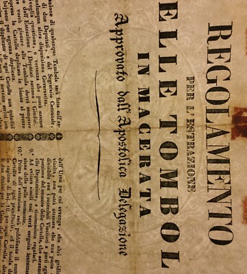 Regolamento Per L'Estrazione Delle Tombole In Macerata, 1841   Barone Camillo Narducci Boccaccio