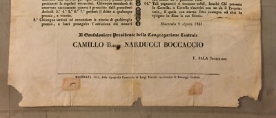Regolamento Per L'Estrazione Delle Tombole In Macerata, 1841   Barone Camillo Narducci Boccaccio