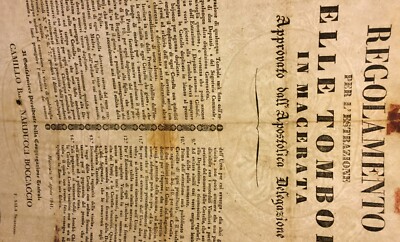 Regolamento Per L'Estrazione Delle Tombole In Macerata, 1841   Barone Camillo Narducci Boccaccio