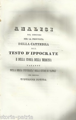 Storia Della Medicina, Università Di Napoli: Analisi Del Concorso A Cattedra (circa 1840)
