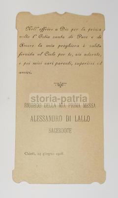 Abruzzo, Chieti: Sacerdozio, Souvenir De Prêtrise, Piccola Stampa Devozionale, 1908