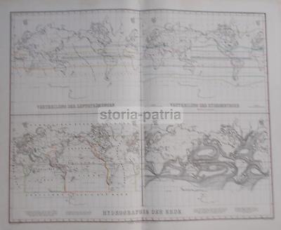 Geologia, Fisica Terrestre E Climatologia: Mappa Delle Correnti Marine Di America, Asia Ed Europa