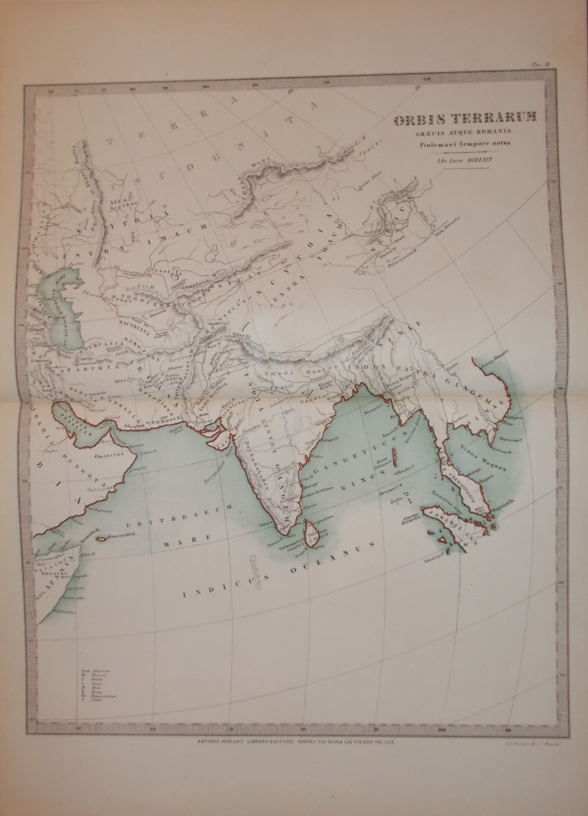 Antica Cartografia Dell'Asia: India E Arabia. Mappa Di G. De Luca, Napoli