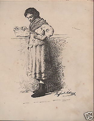 Artista Belliazzi: Arte, Folklore, Costumi Napoletani. Antica Stampa Decorativa Dell'800