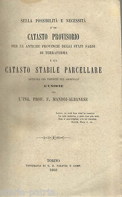 Giuridica, Catasto Sardo, Ingegneria, Topografia, Piemonte, Mandoj Albanese, 1860