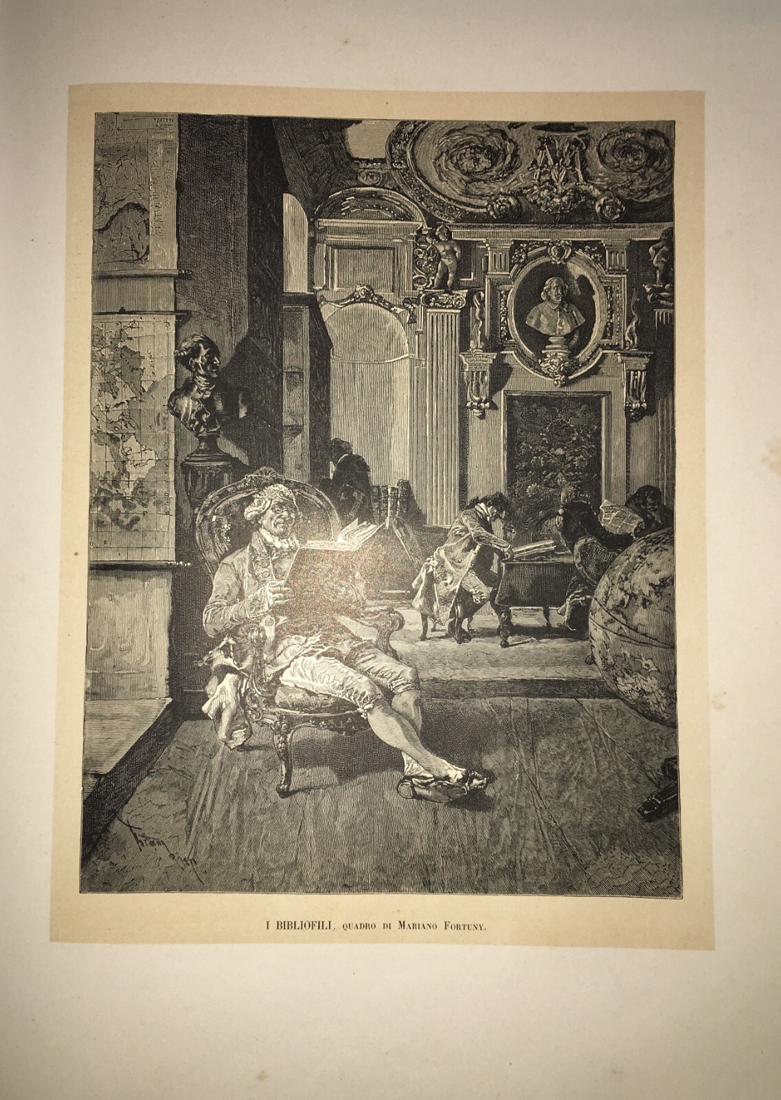 Mariano Fortuny: I Bibliofili, Antica Stampa Xilografica (1891)