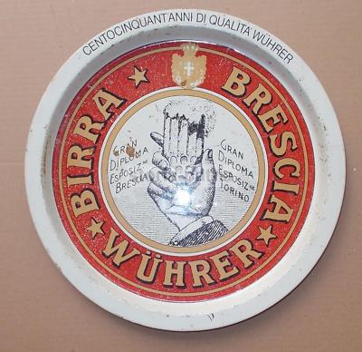 Vassoio Pubblicitario Birra Brescia Wuhrer Con Stemma Araldico