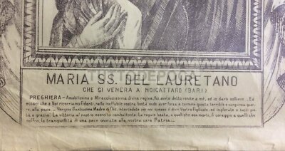 Puglia, Bari, Noicattaro: Antica Stampa Devozionale, Madonna Del Lauretano, Litografia