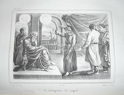 Biblica: Interpretazione Dei Sogni. Antica Rara Litografia. Napoli, Wenzel, XIX Secolo