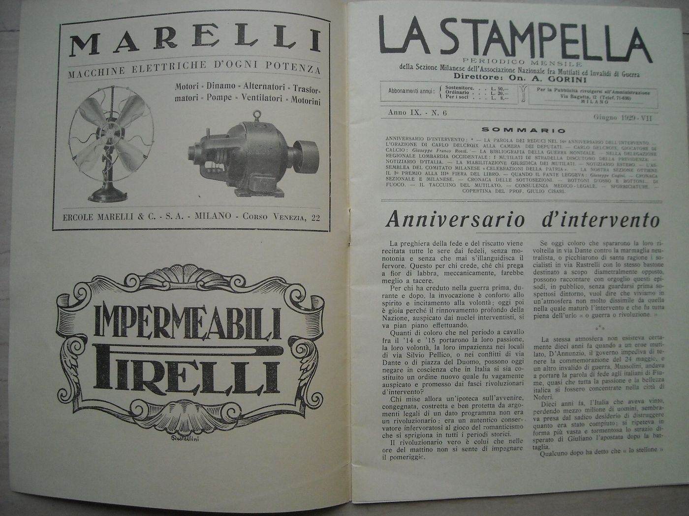 La Stampella: Periodico Della Sezione Milanese Dell'Associazione Nazionale Fra Mutilati Ed Invalidi Di Guerra, Giugno 1929