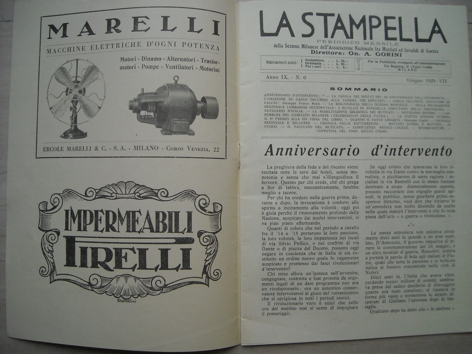 La Stampella: Periodico Della Sezione Milanese Dell'Associazione Nazionale Fra Mutilati Ed Invalidi Di Guerra, Giugno 1929