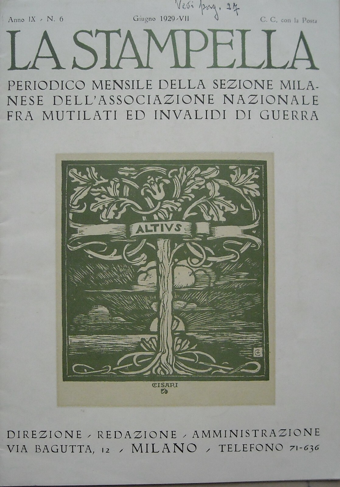 La Stampella: Periodico Della Sezione Milanese Dell'Associazione Nazionale Fra Mutilati Ed Invalidi Di Guerra, Giugno 1929