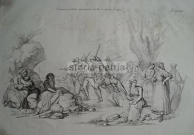 Costumi Tradizionali, Folklore e Briganti: Incisione all'Acquaforte del Xix Secolo