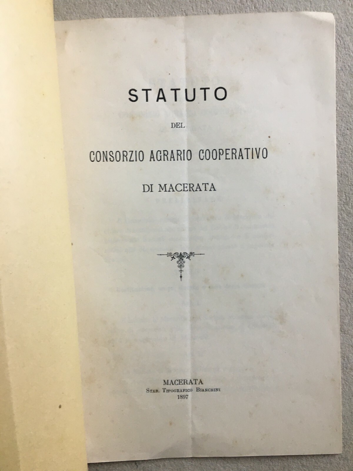 Marche, Macerata, Consorzio Agrario Cooperativo: Antico Statuto