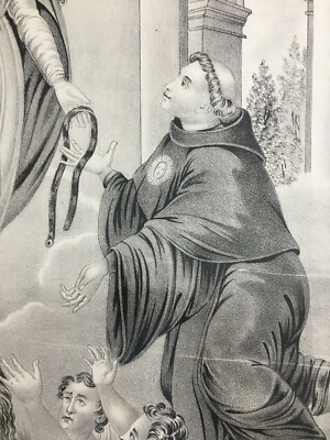 Antica Stampa Popolare Devozionale: Madonna Della Cintura, Lito Petruzzelli, Bari