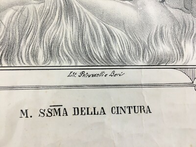 Antica Stampa Popolare Devozionale: Madonna Della Cintura, Lito Petruzzelli, Bari