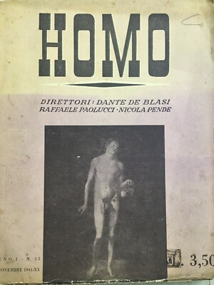 Homo   Roma, Anno 1, N. 12 (Novembre 1941). Medicina, Antropologia E Fascismo