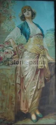 Young Woman in Traditional Costume with Basket of Roses, Giovanni Guerzoni