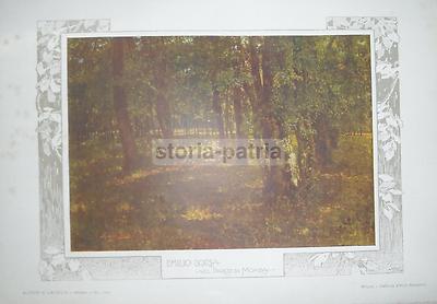 Arte Paesaggistica '800 '900: Emilio Borsa Nel Parco Di Monza. Antica Stampa A Colori