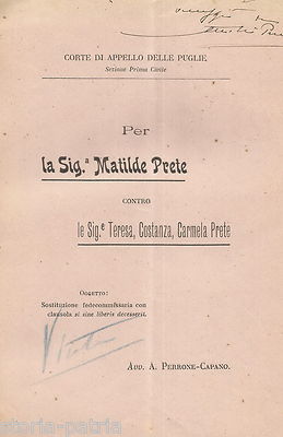 Puglia, Galatone: Giuridica, Notariato, Antica Controversia. Prete, Bucci, Rubichi, 1918