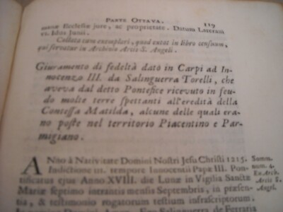 Emilia: Parma, Piacenza. Atti Di Dominio. Giulio II, Carpi, Matilde, Fano. 1741.