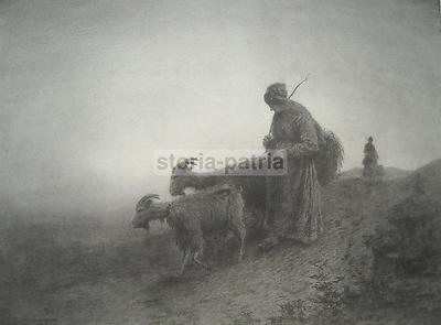 Grande Veduta Pastorale, Pregevole Litografia d'Epoca, Dubois Menant, Rarità, '800