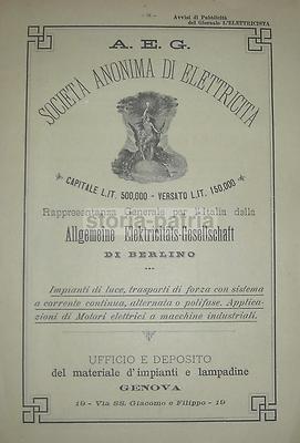 Elettricità: Aeg Berlino, Impiantistica E Lampadine, Genova, Schacherer, Foltzer, Meina