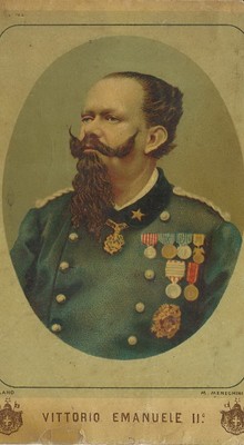 Vittorio Emanuele II. Ritratto In Divisa. Stampa Cromolitografica Meneghini