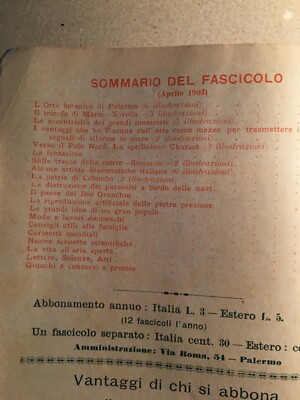 Psiche Letture Moderne Illustrate, Palermo 1903   Colombo, Charcot, Savoia