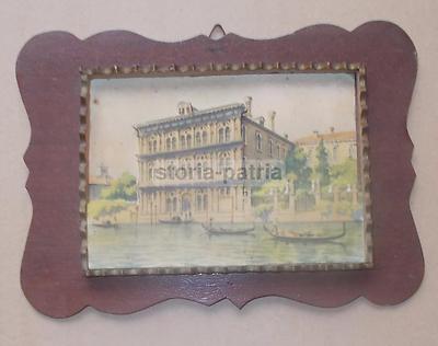 Venezia: Inusuale Veduta Architettonica, Stampa A Colori, Traforo, Canale E Gondole