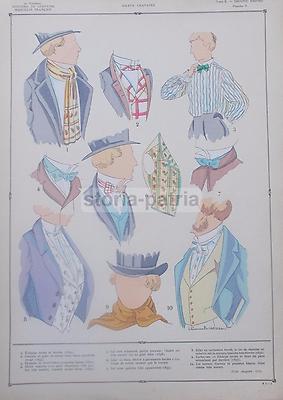 Moda Maschile: Cravatte, Gilet E Camicie. Stampa Cromolitografica Decorativa