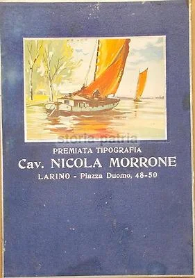 Molise, Larino: Period Advertising Print, Morrone Printing House, View with Boats