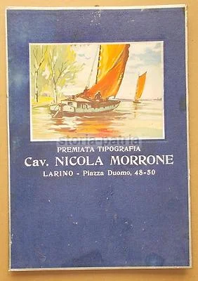 Molise, Larino: Period Advertising Print, Morrone Printing House, View with Boats