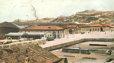 Marche, Ancona, Stazione Ferroviaria, Antica Veduta A Colori, Rara Cartolina