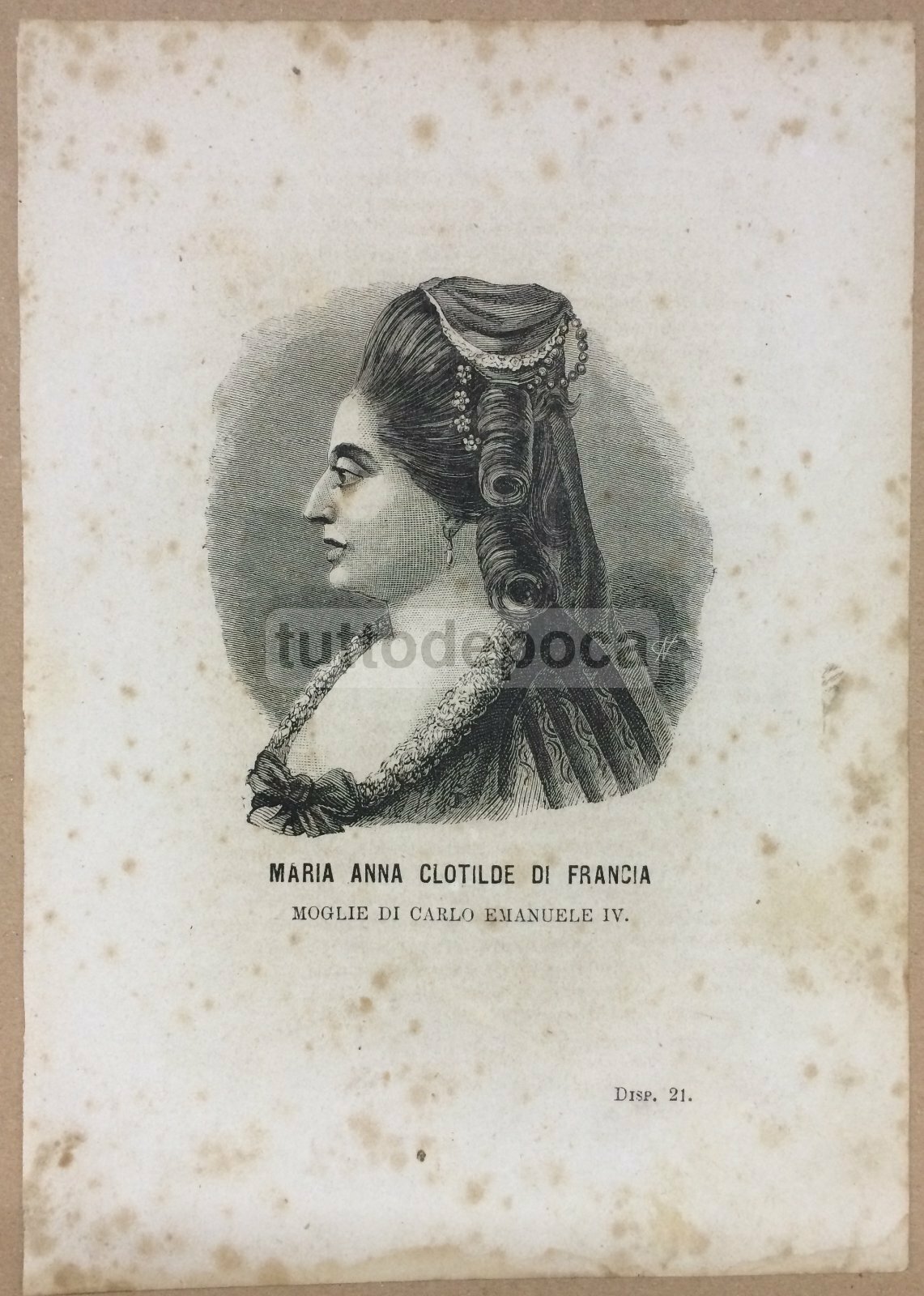 Araldica, Nobiltà E Casata Savoia: Maria Anna Clotilde Di Francia, Antico Ritratto