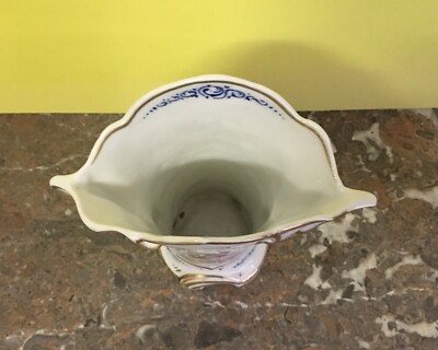 Vaso Portafiori In Porcellana Fiorata E Dorata, Fine XIX Secolo