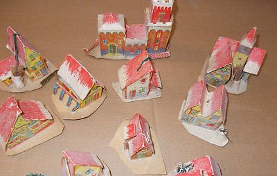 Presepe E Natale: Insieme Di 10 Casette In Carta E Cartoncino