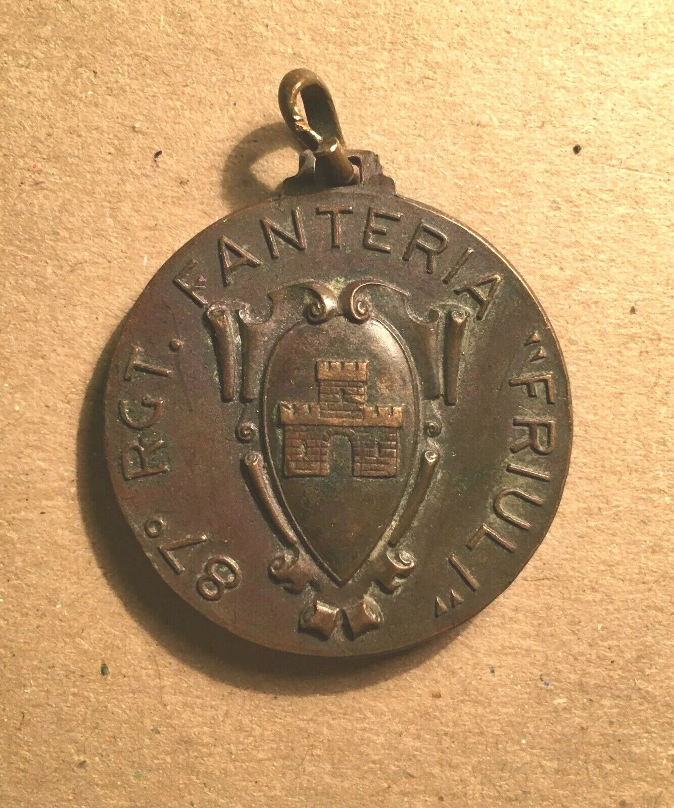 Militaria, 87th Friuli Infantry Regiment, Antique Artistic Medal and Heraldic Coat of Arms