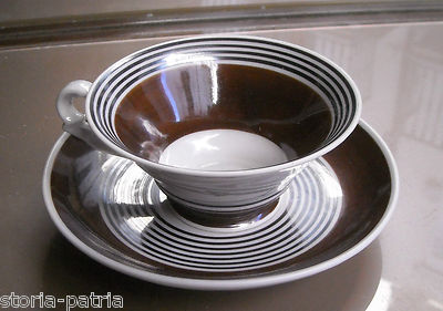 Richard Ginori, Tazza Da Caffè Con Piattino In Porcellana, Anni '30