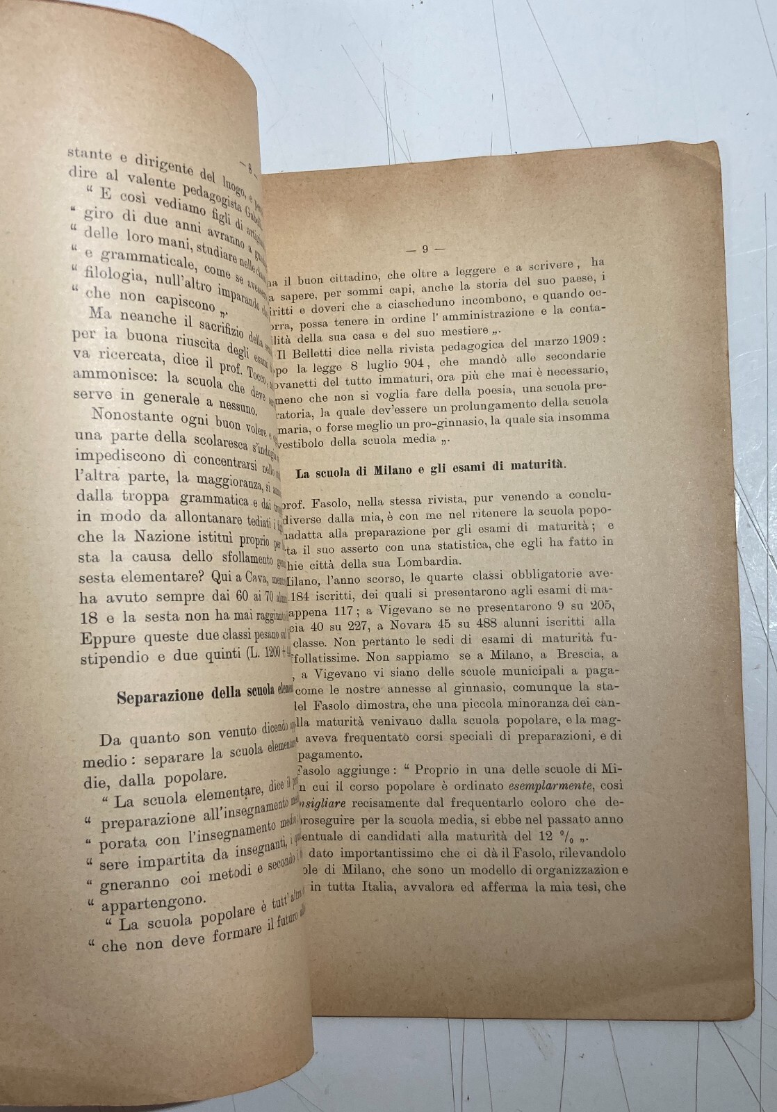 Pedagogia, Esami Di Maturità E Scuola Popolare: Rocco Galgano, Cava De' Tirreni, 1910