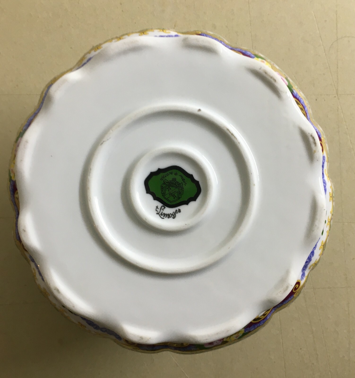Vaso In Porcellana Limoges Con Decori Floreali