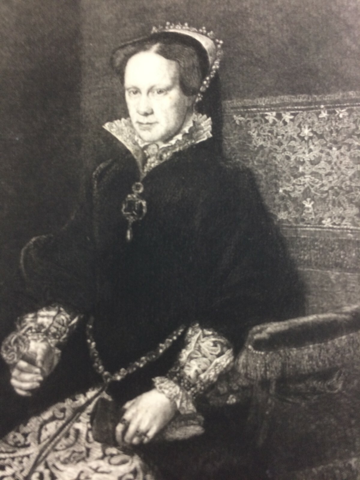 Incisione Artistica: La Regina Maria d'Inghilterra Artisti Moro E Manasse