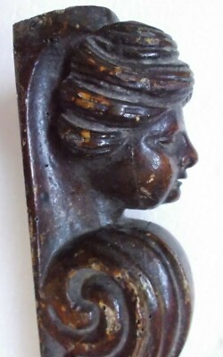 Artigianato Del Legno, Antica Scultura: Cariatide Per Mobili In Legno Massello
